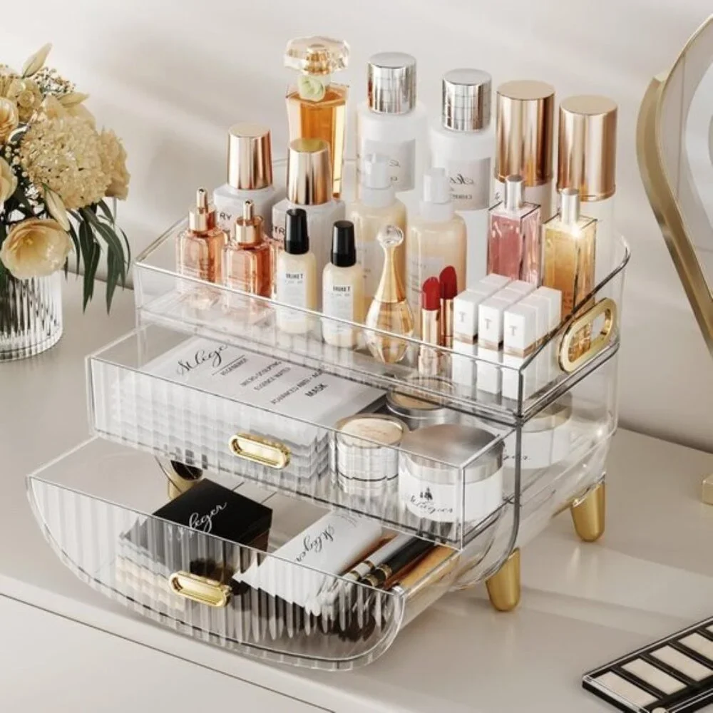 New Clear Makeup Organizer with Drawers, Stylish Vanity & Room Counter Storage